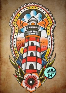 1 flash tattoo lyon vintage oldschool phare