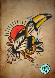 24 flash tattoo lyon vintage oldschool oiseau toucan