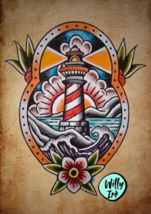 3 flash tattoo lyon vintage oldschool phare