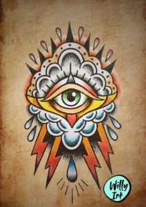 6 flash tattoo lyon vintage oldschool oeil eclairs